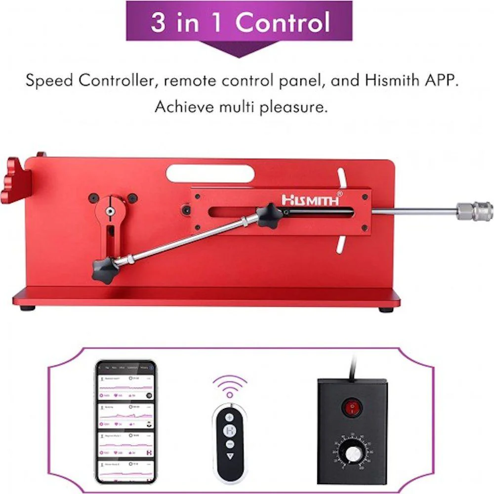 HiSmith Tabletop 2.0 Pro Red APP, Remote, Wire 3 In 1 Control Premium Sex Machine - Image 4