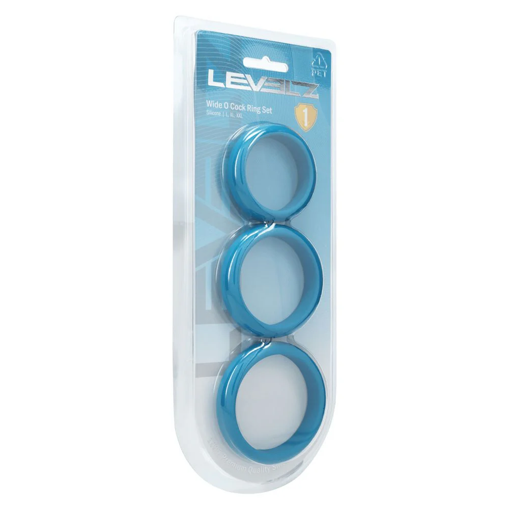 Levelz Wide O Silicone Cock Ring Set - Teal (L, XL, 2X) - 3 Pack - Image 3