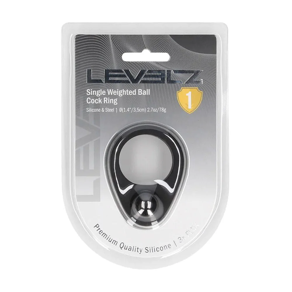LEVELZ Single Weighted Ball Cock Ring – Black Silicone Enhancer - Image 5