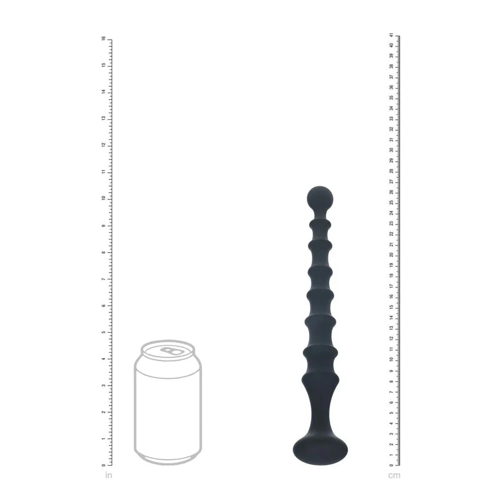Levelz Ribbed Silicone Flared Anal Probe | Black Anal Beads - 26.7cm - Image 5