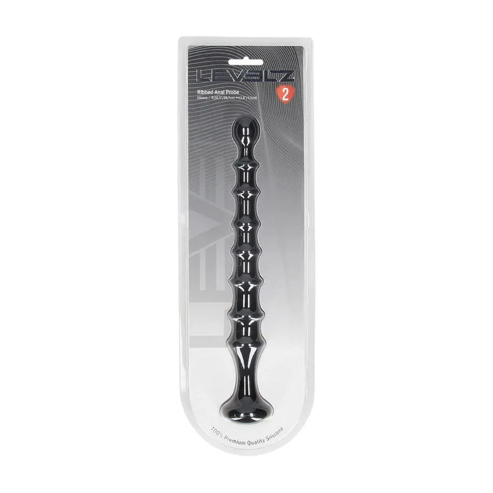 Levelz Ribbed Silicone Flared Anal Probe | Black Anal Beads - 26.7cm - Image 7