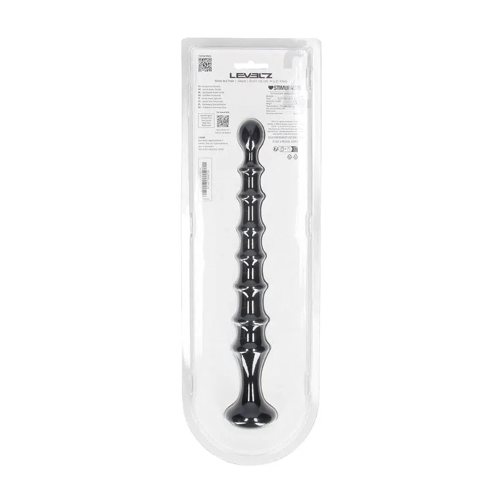 Levelz Ribbed Silicone Flared Anal Probe | Black Anal Beads - 26.7cm - Image 8