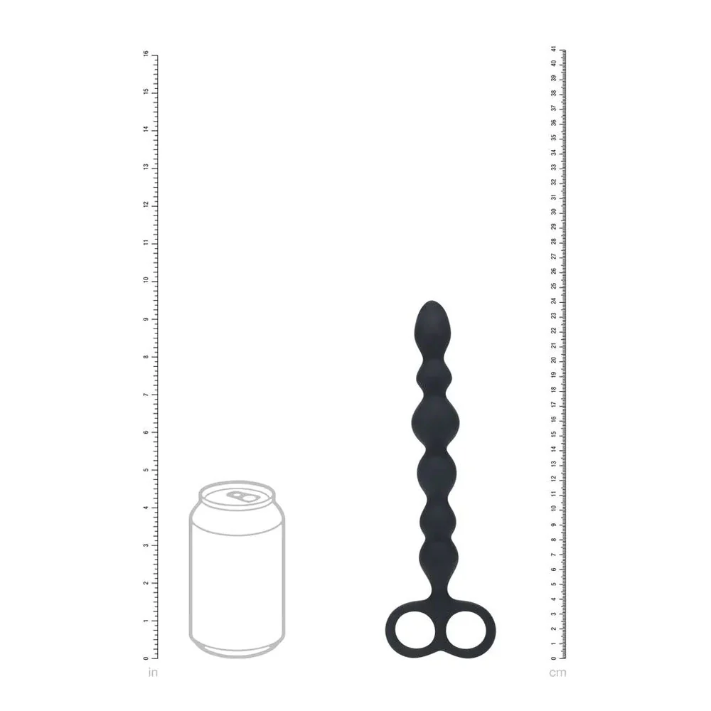 Levelz Beaded Silicone Anal Probe with Double Loop - Black, 24.5cm - Image 4