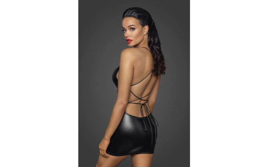 Power Wetlook Mini Dress w Lace Up Back - Image 4