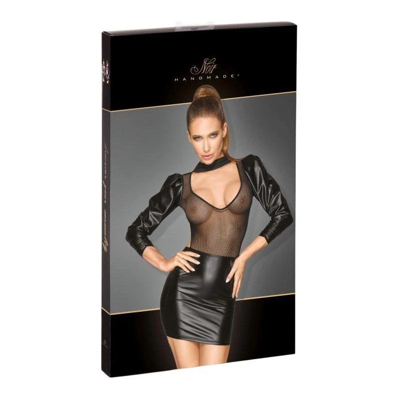 Power Wetlook Tulle Dress w Bouffant Sleeves - Image 4