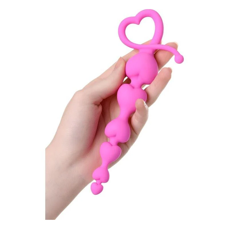 ToDo Sweety Pink Silicone Anal Chain - Graduated Heart Beads 18.5cm - Image 16