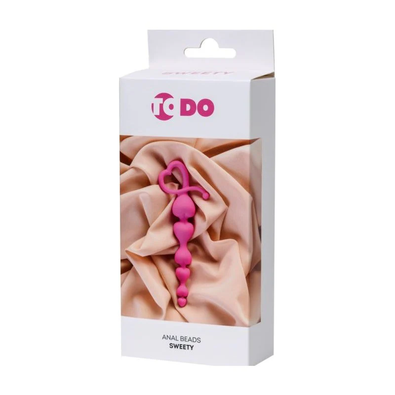 ToDo Sweety Pink Silicone Anal Chain - Graduated Heart Beads 18.5cm - Image 27