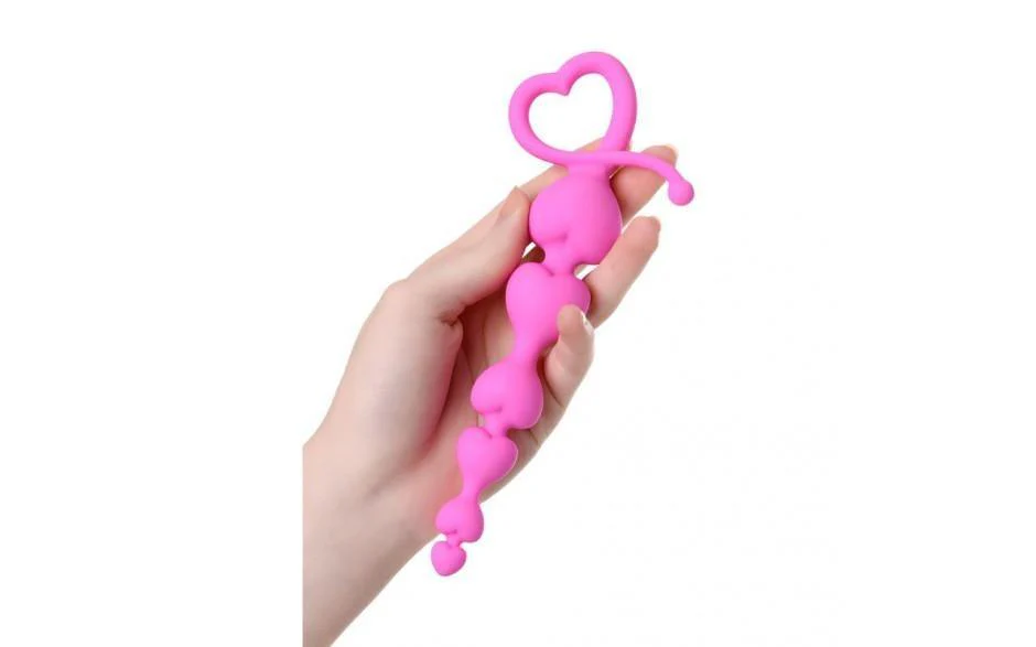 ToDo Sweety Pink Silicone Anal Chain - Graduated Heart Beads 18.5cm - Image 3