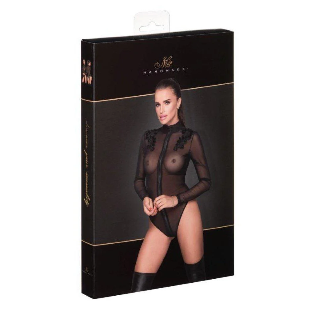 Zipped Tulle Bodysuit w Embroidery - Image 3