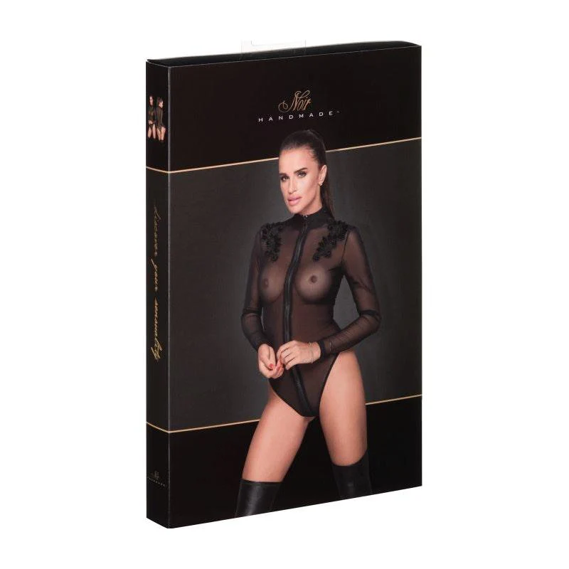 Zipped Tulle Bodysuit w Embroidery - Image 6
